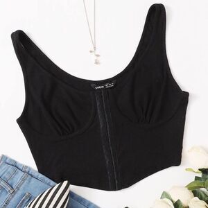 SHEIN Black Rib-Knit Bustier Crop Top Size XS